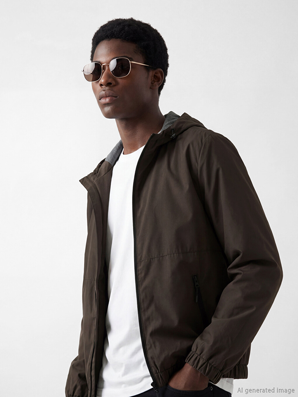 Man Brown Raincoat