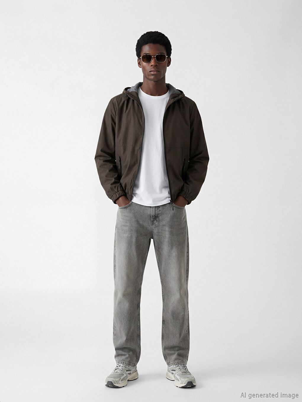 Man Brown Raincoat-1