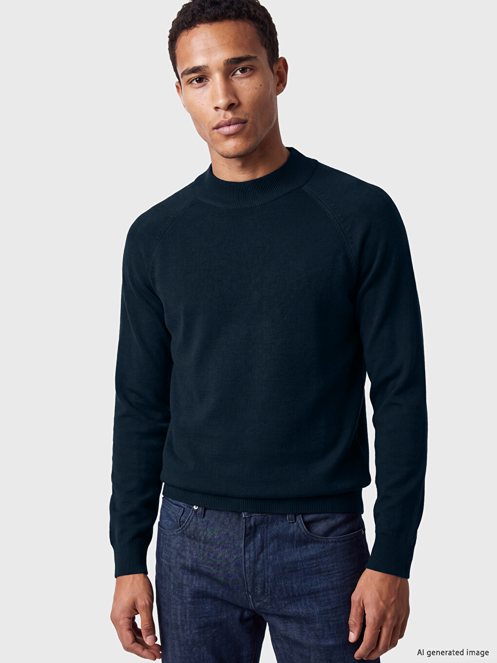 Pulover Tricotat Mock Neck Bărbați