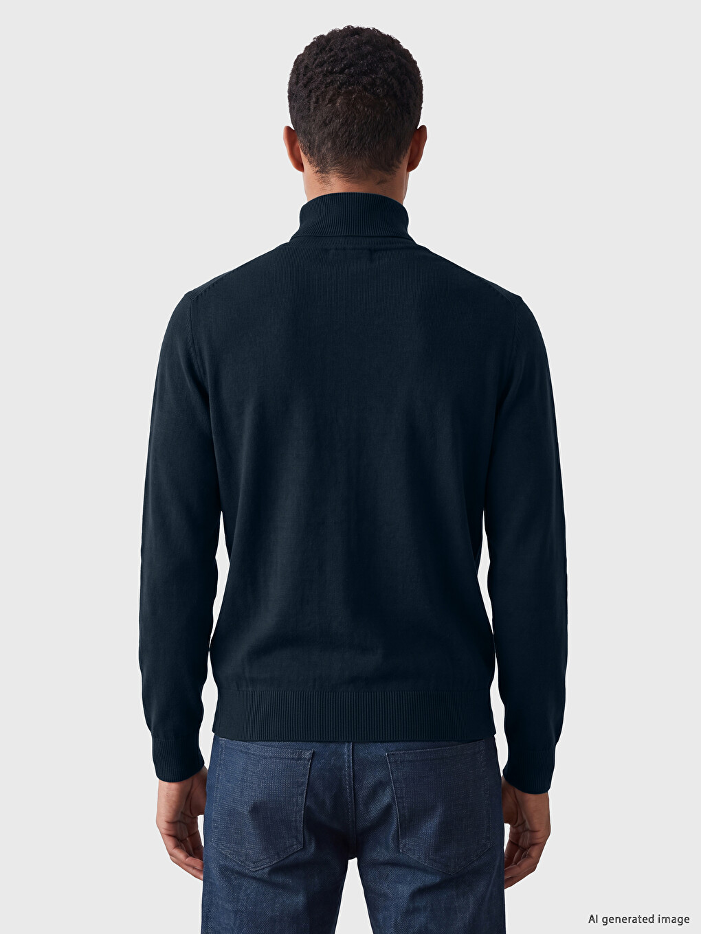 Pulover Tricotat Mock Neck Bărbați-2