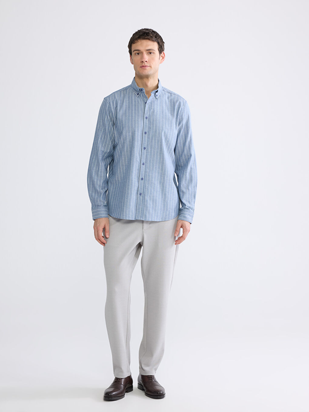 Раираната риза с обикновена кройка-1