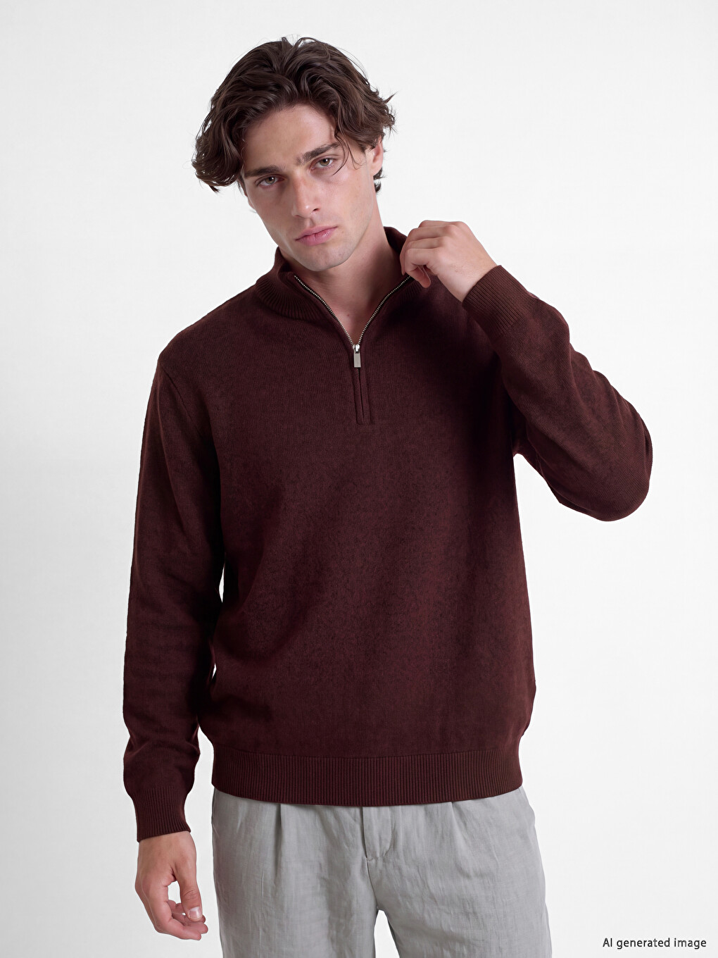 Mock Neck Men's Knitwear Sweater
