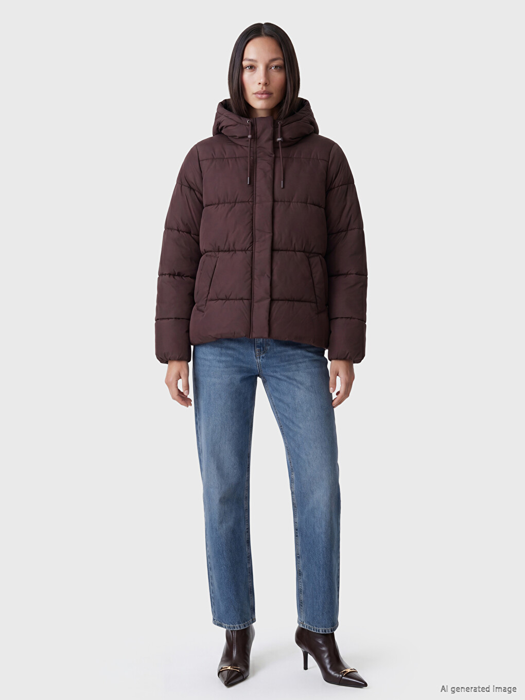 Femër Ngjyre Kumbull Pallto Puffer-1