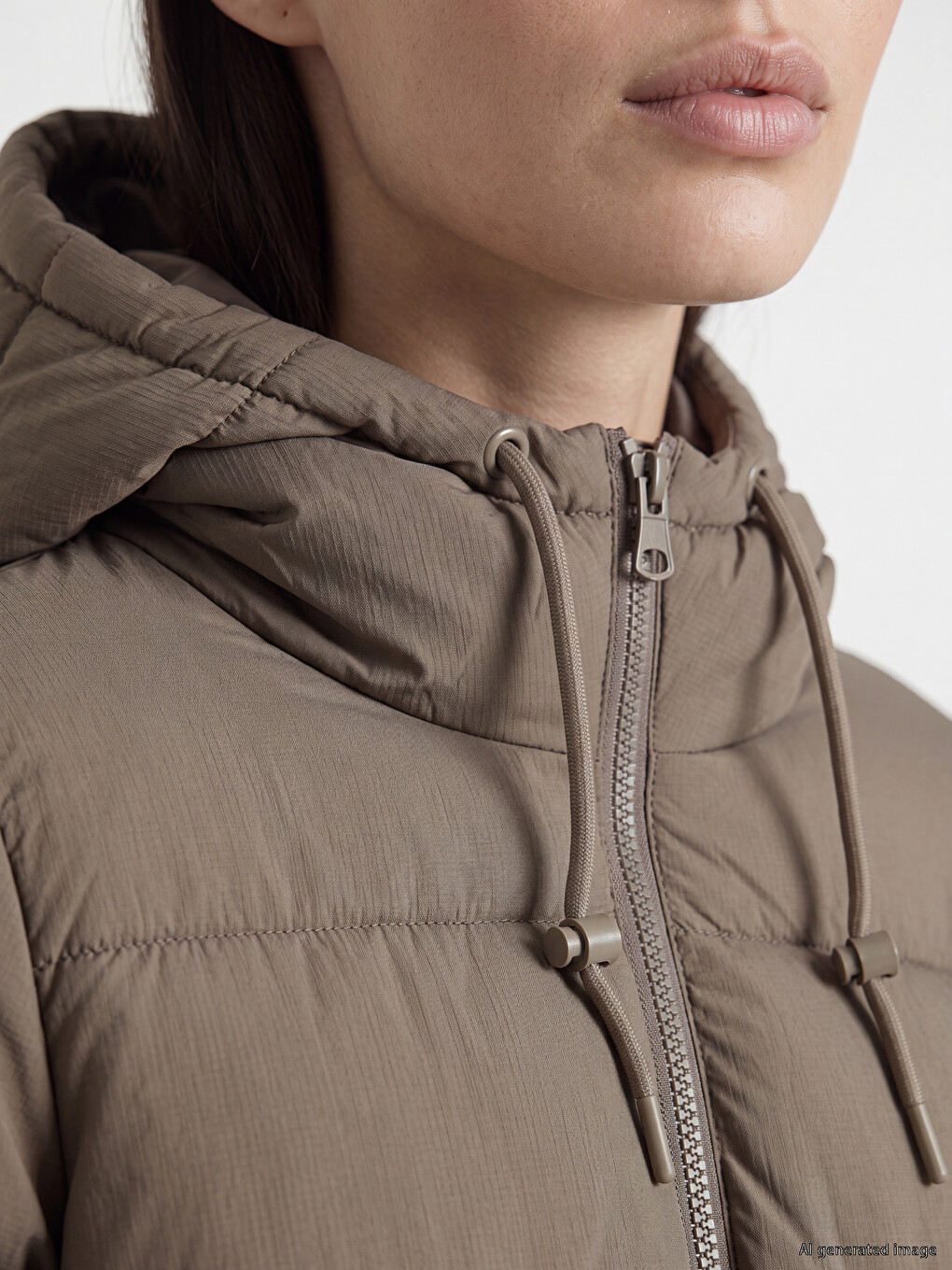 Woman Brown Puffer Coat-2