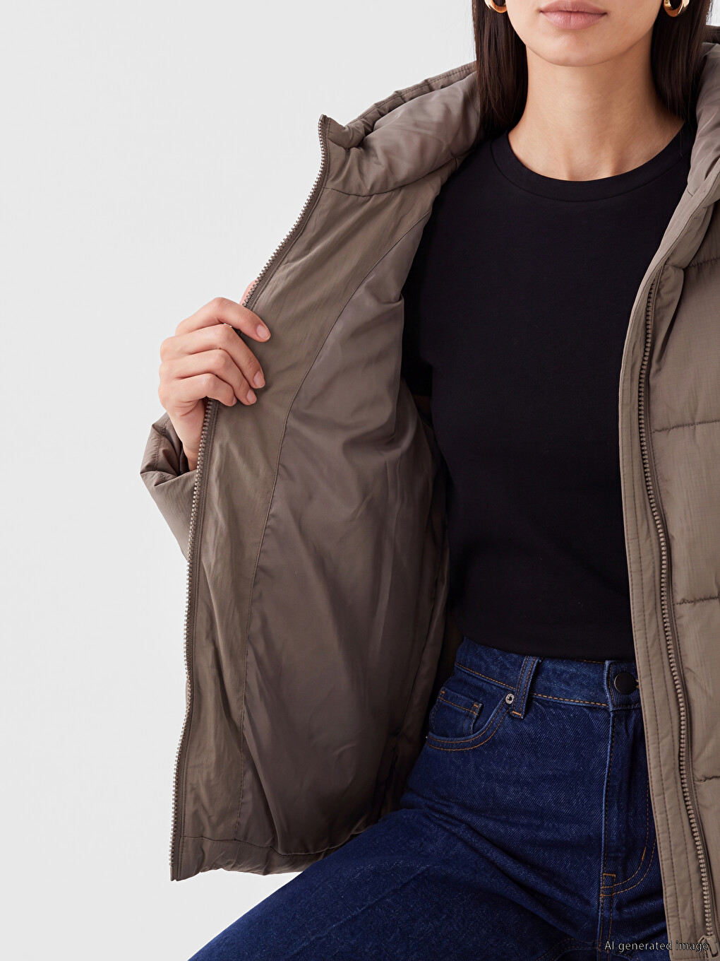 Woman Brown Puffer Coat-3