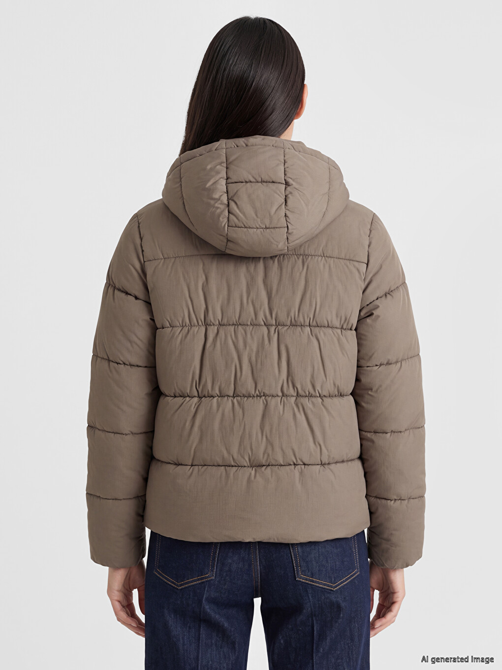 Woman Brown Puffer Coat-4
