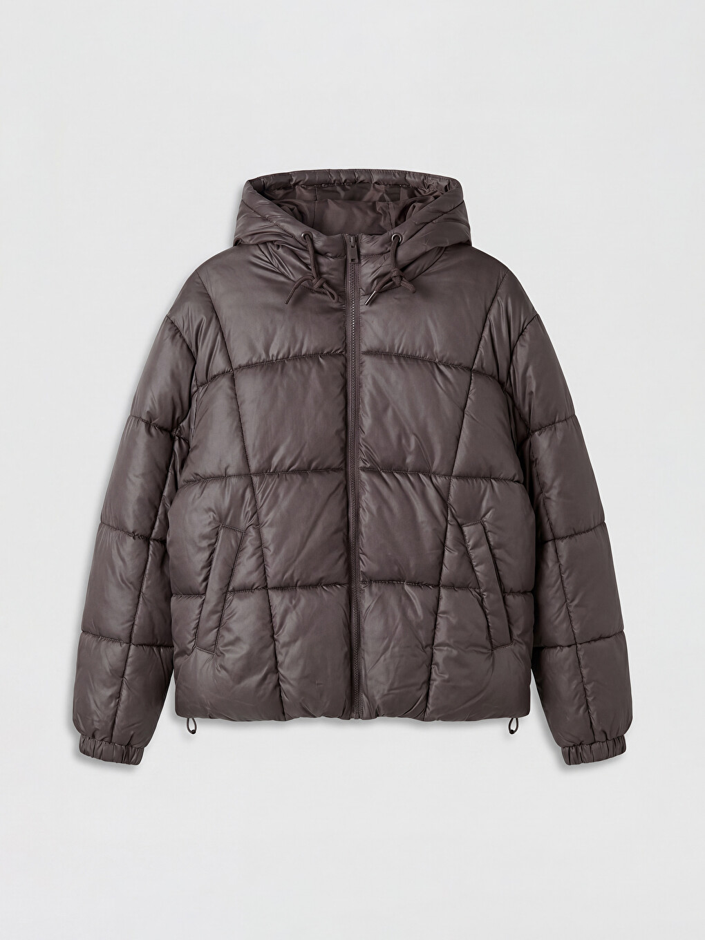 Manteau Bouffant Brun Femme-4