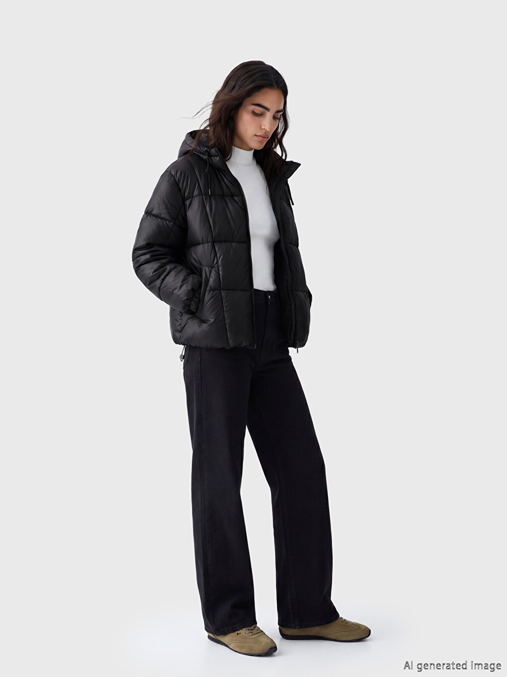 Hooded Women's Puffer Coat-1