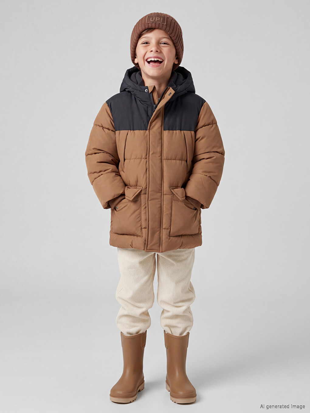 Hooded Color Block Boys' Coat