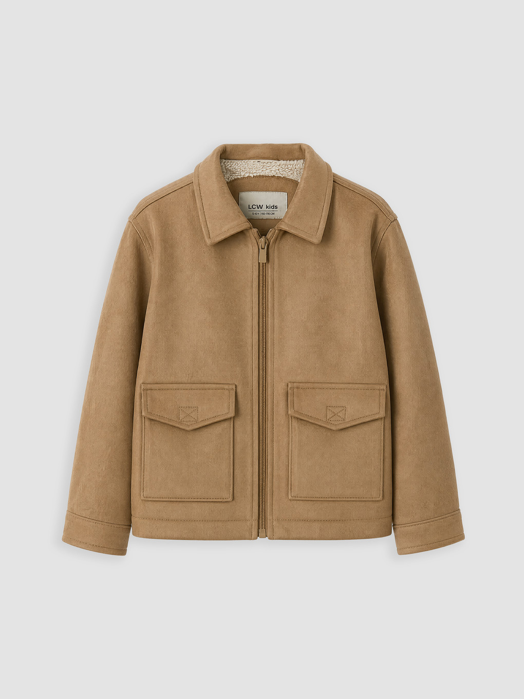 Plush Collared Boys' Coat