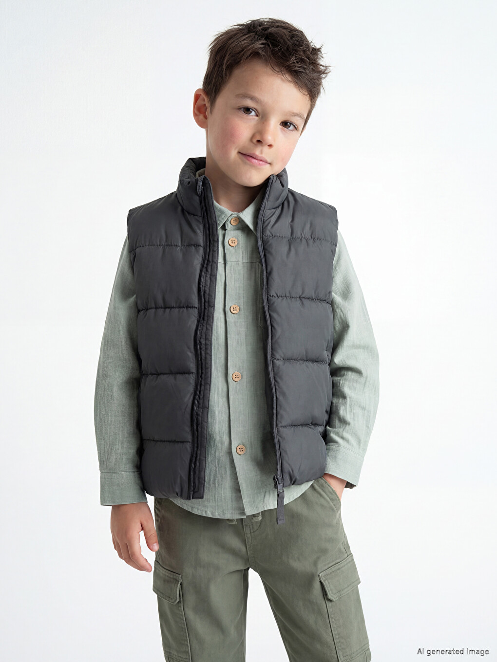 Mock Neck Boys' Puffer Gilet-1