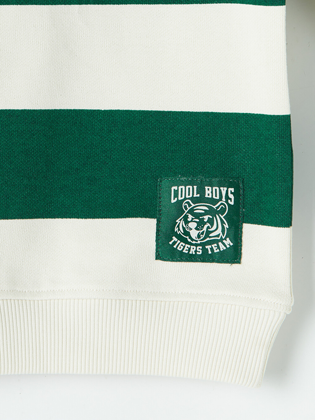 Ekru Bisiklet Yaka Çizgili Erkek Çocuk Sweatshirt-1