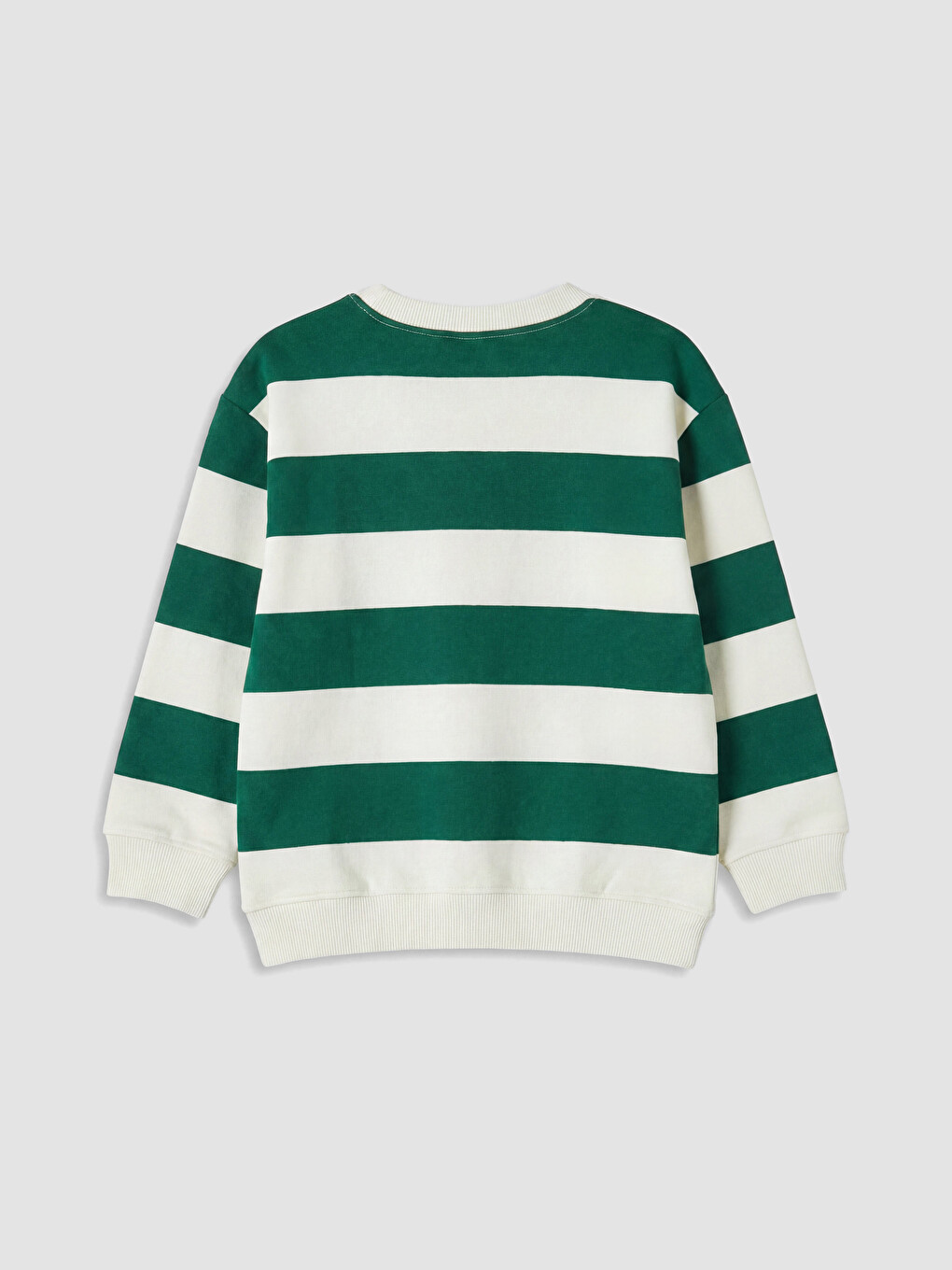 Ekru Bisiklet Yaka Çizgili Erkek Çocuk Sweatshirt-2