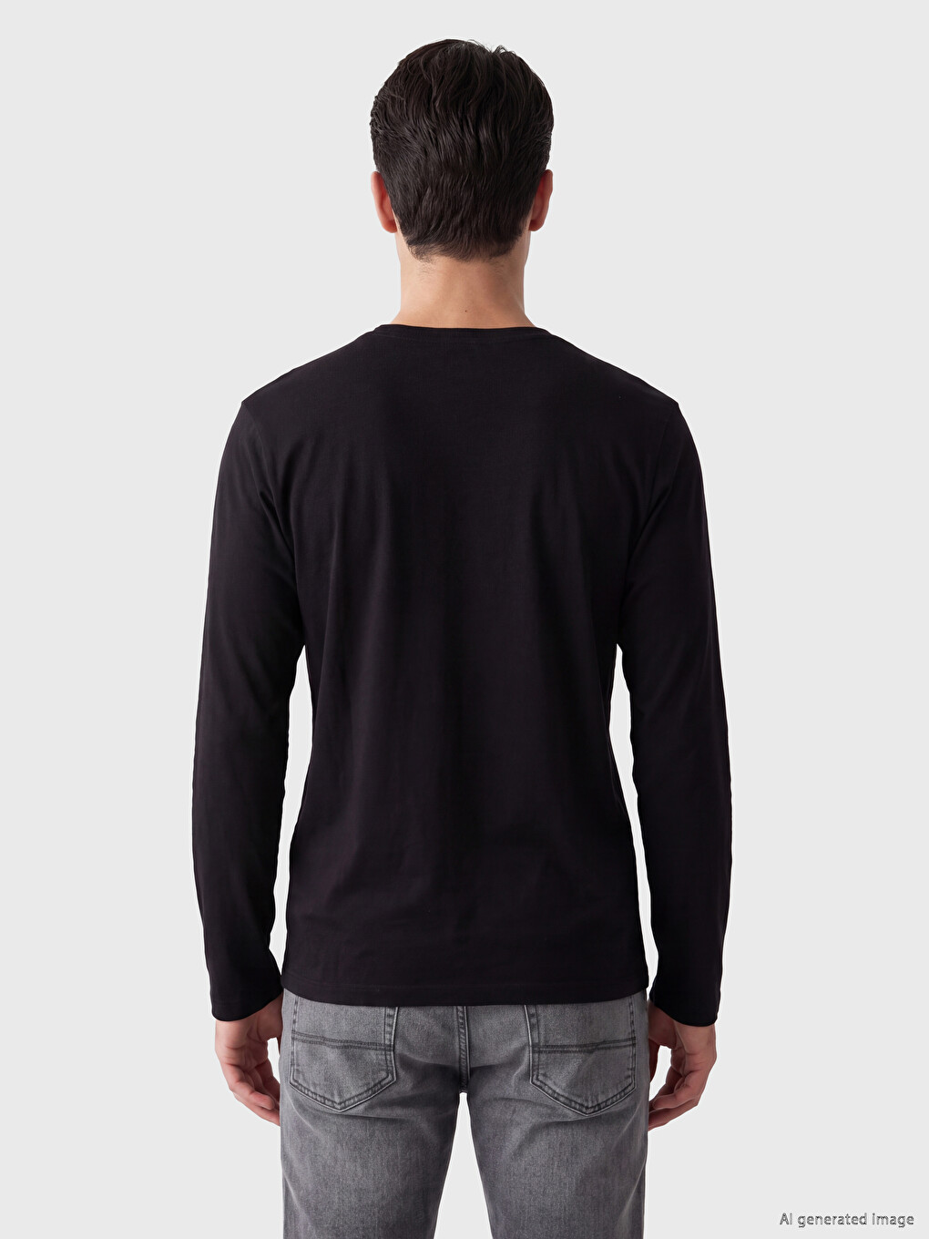 T-shirt Me Jakë Të Rrumbullakët Dhe Mëngë Të Gjata Për Burra-2