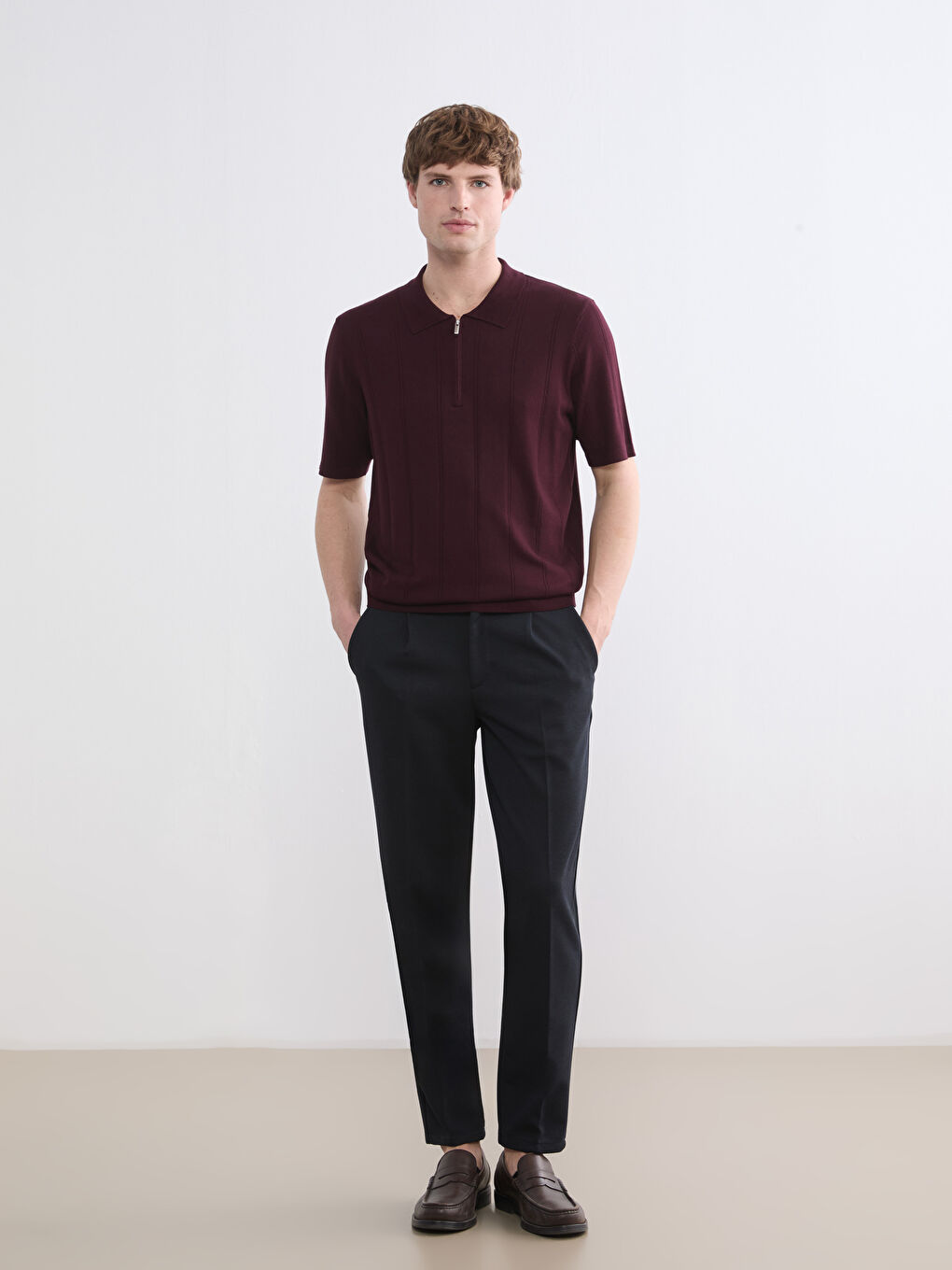 Pull-over ROUGE BORDEAUX Homme-1