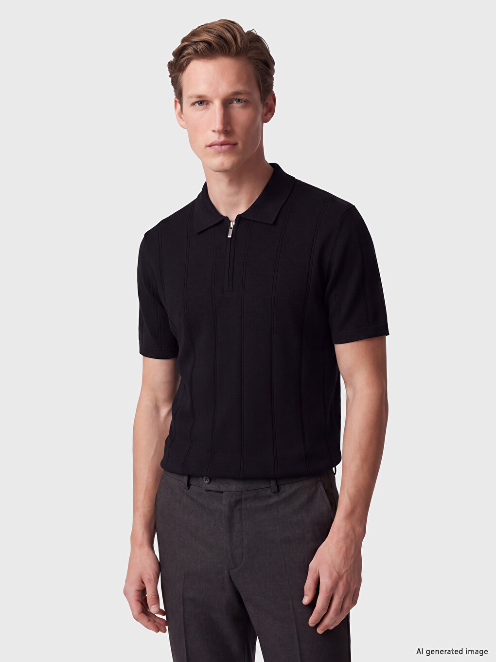 Men's Polo Collar Knitted T-shirt