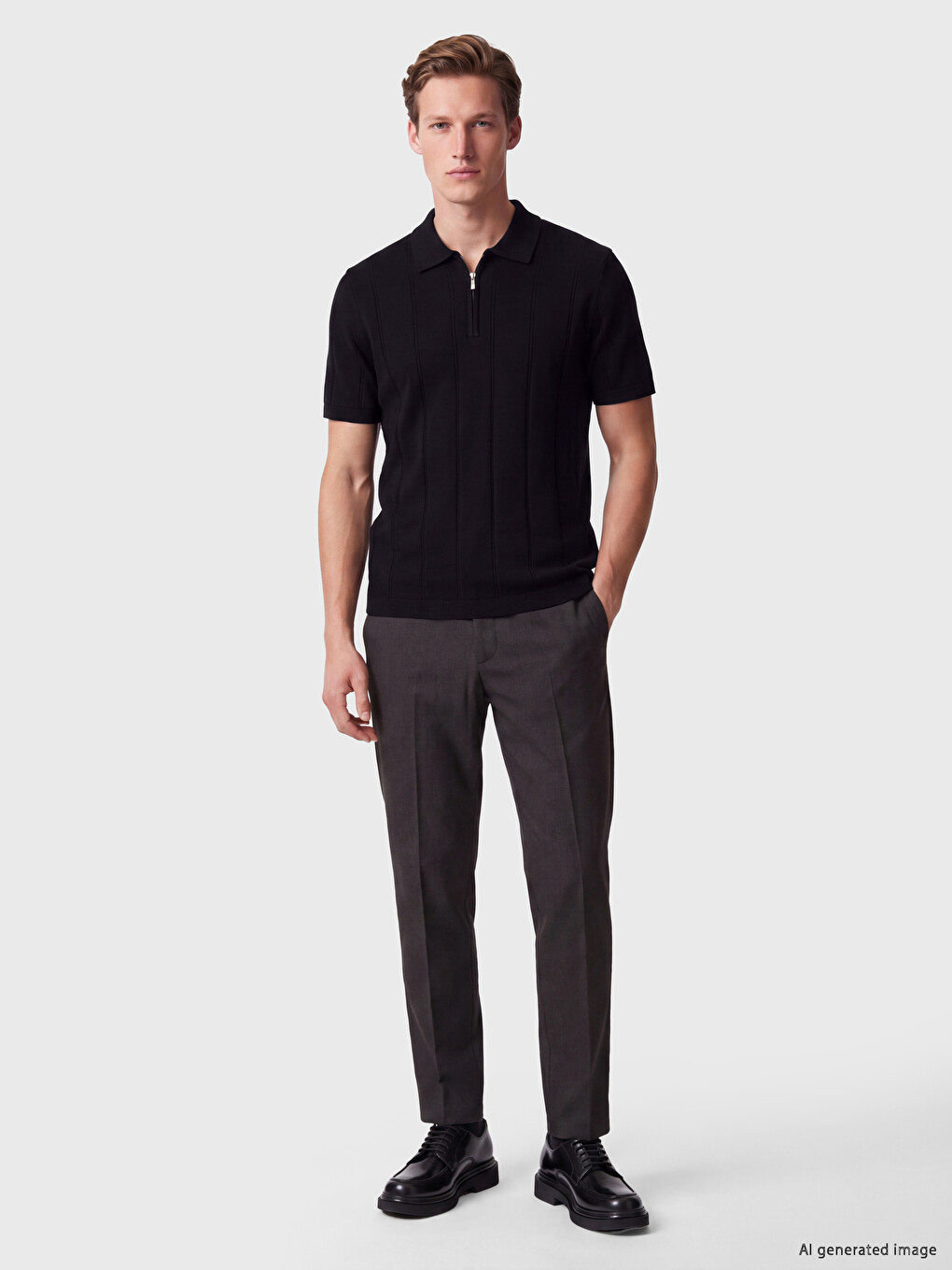 Men's Polo Collar Knitted T-shirt-1