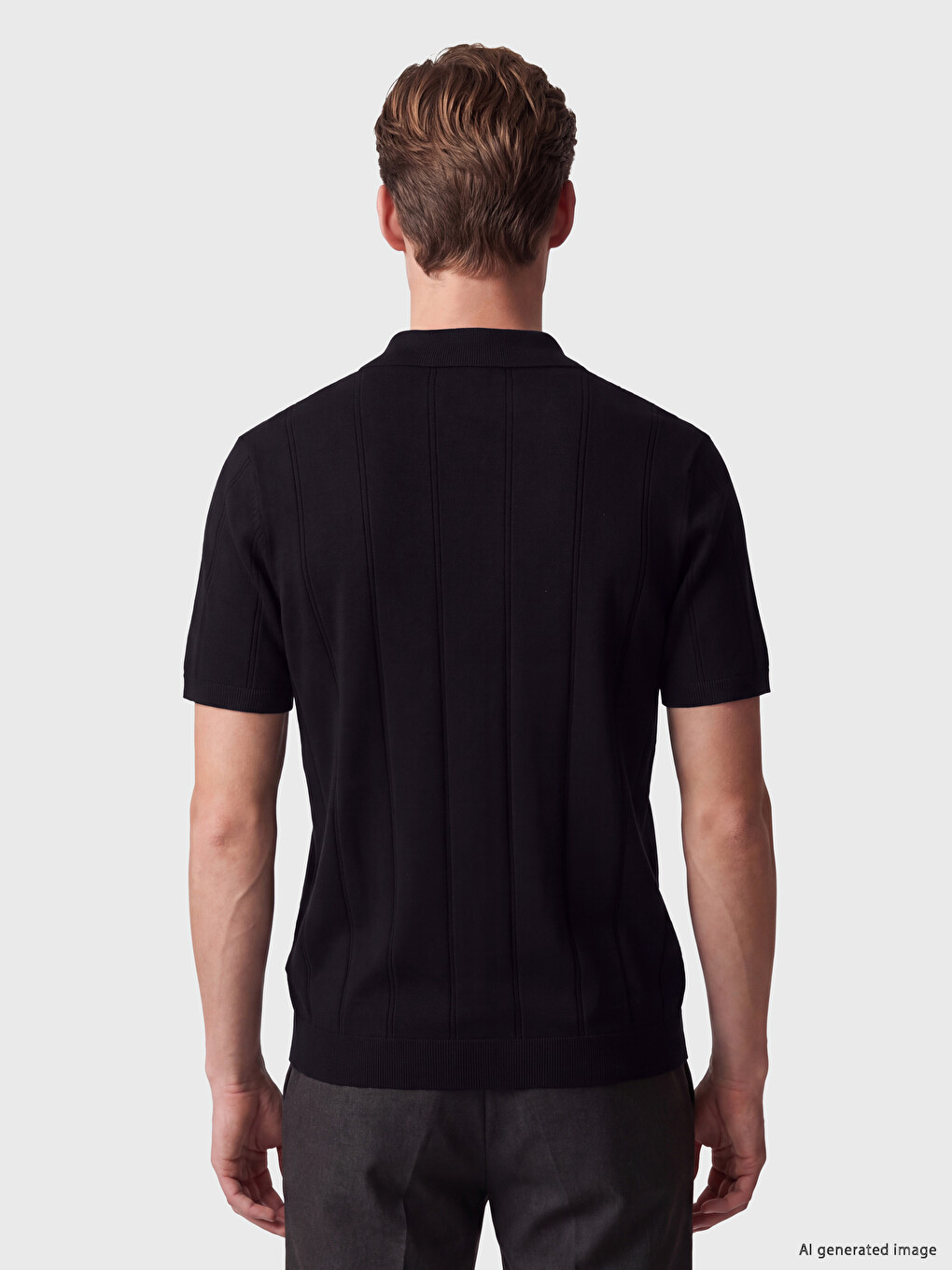 Men's Polo Collar Knitted T-shirt-3