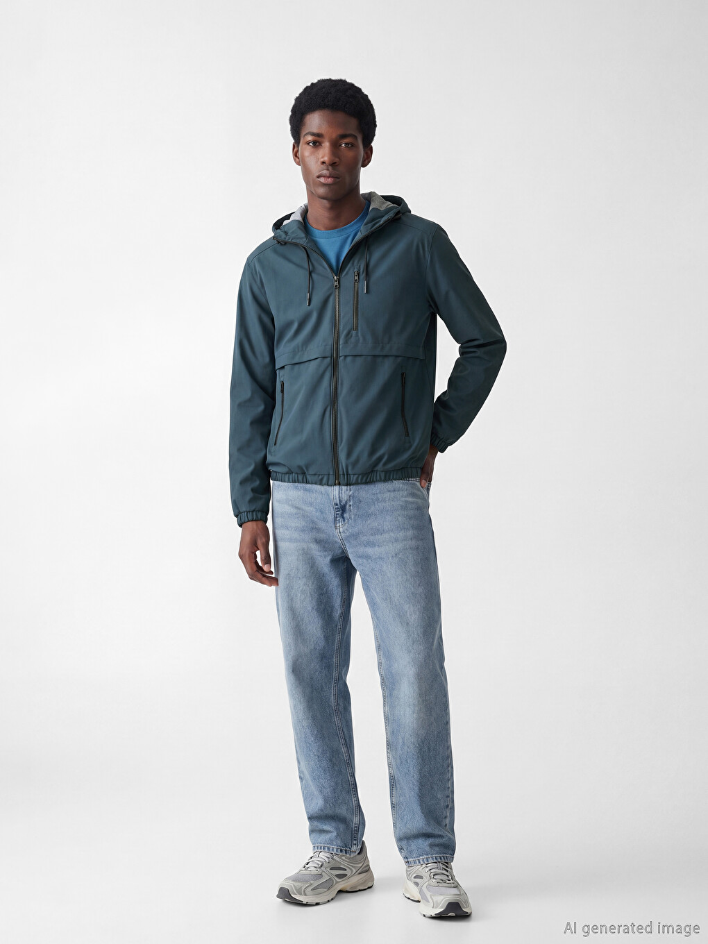 Man Navy Raincoat-1