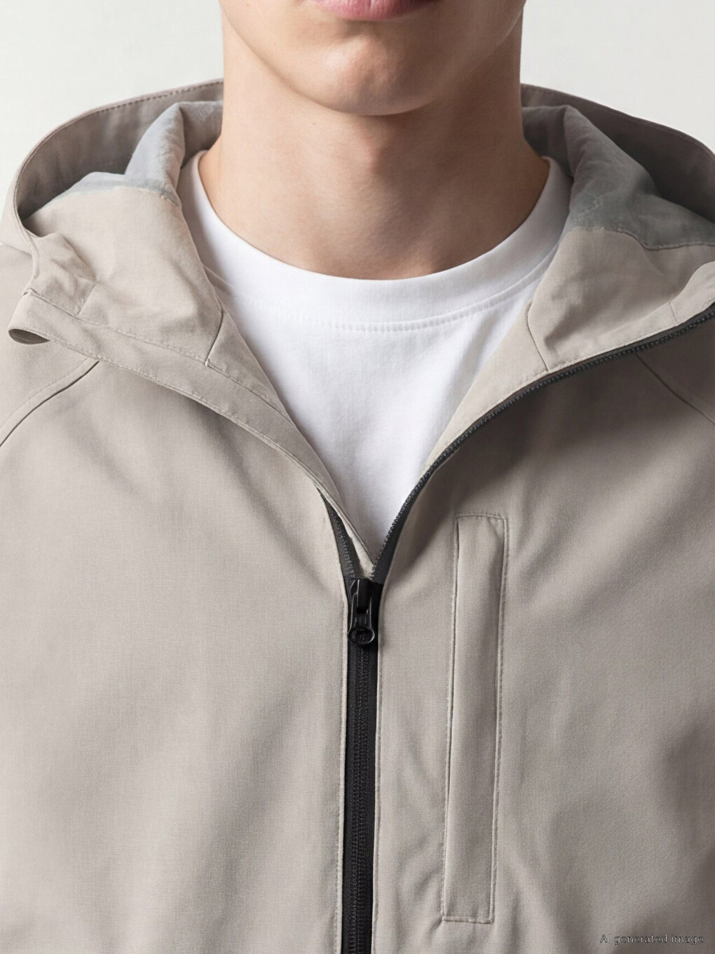 Gri Regular Fit Kapüşonlu Erkek Yağmurluk-2