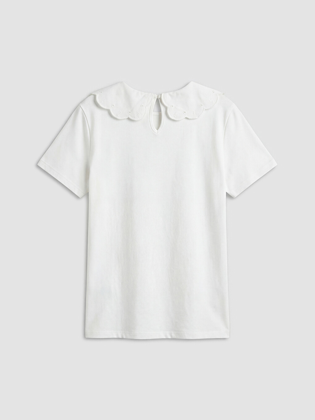 Peter Pan Collar Embroidered Girls' T-shirt-1