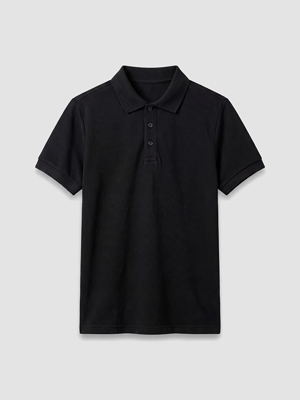 Siyah Polo Yaka Kız Çocuk Pike Tişört