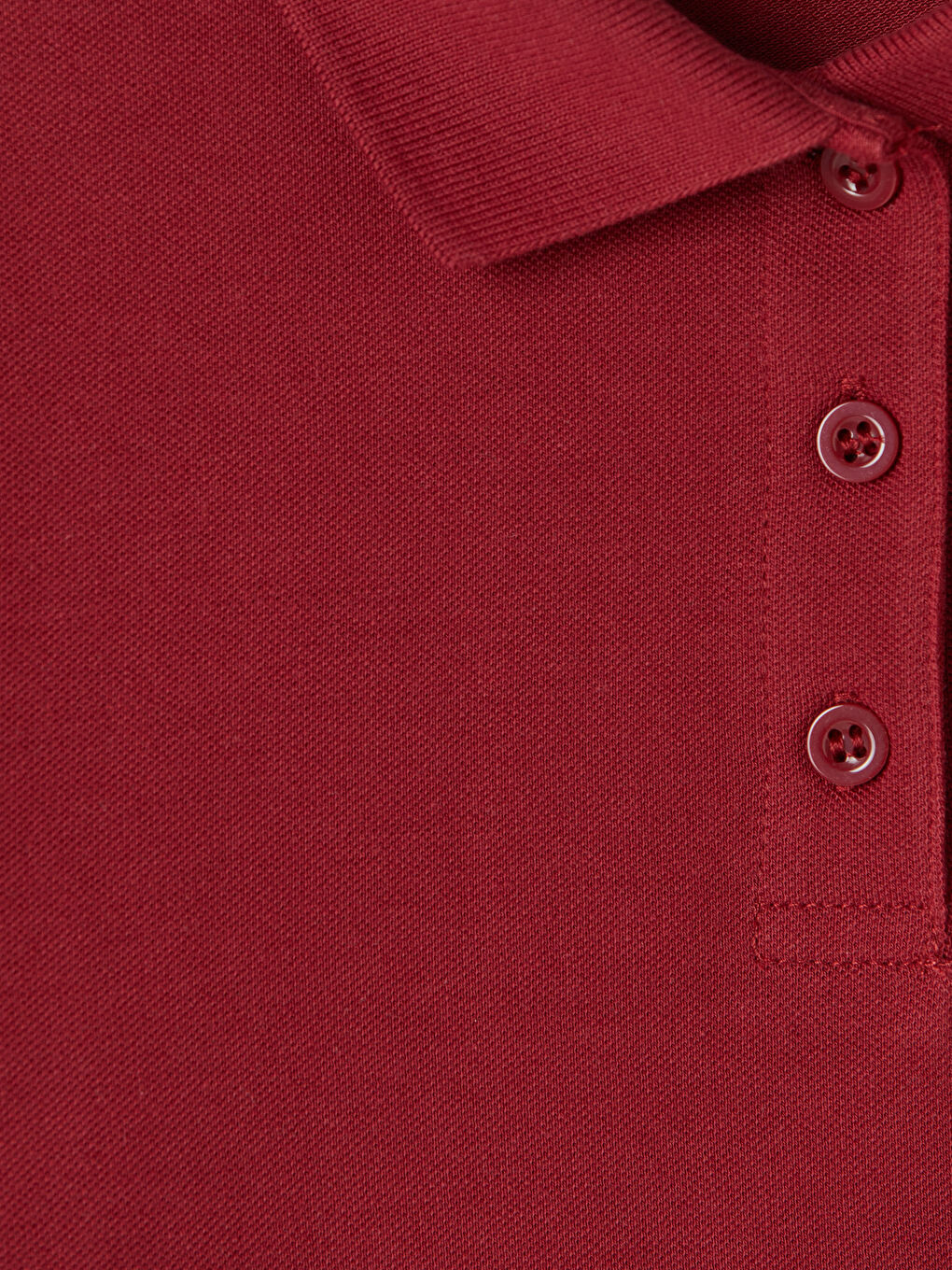Bordo Polo Yaka Kız Çocuk Pike Tişört-2