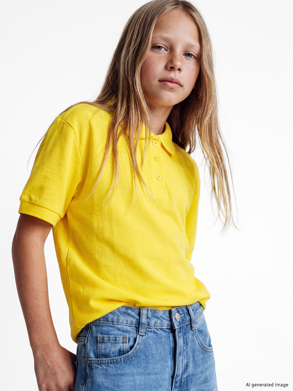 Polo Collar Girls' Pique T-shirt-2