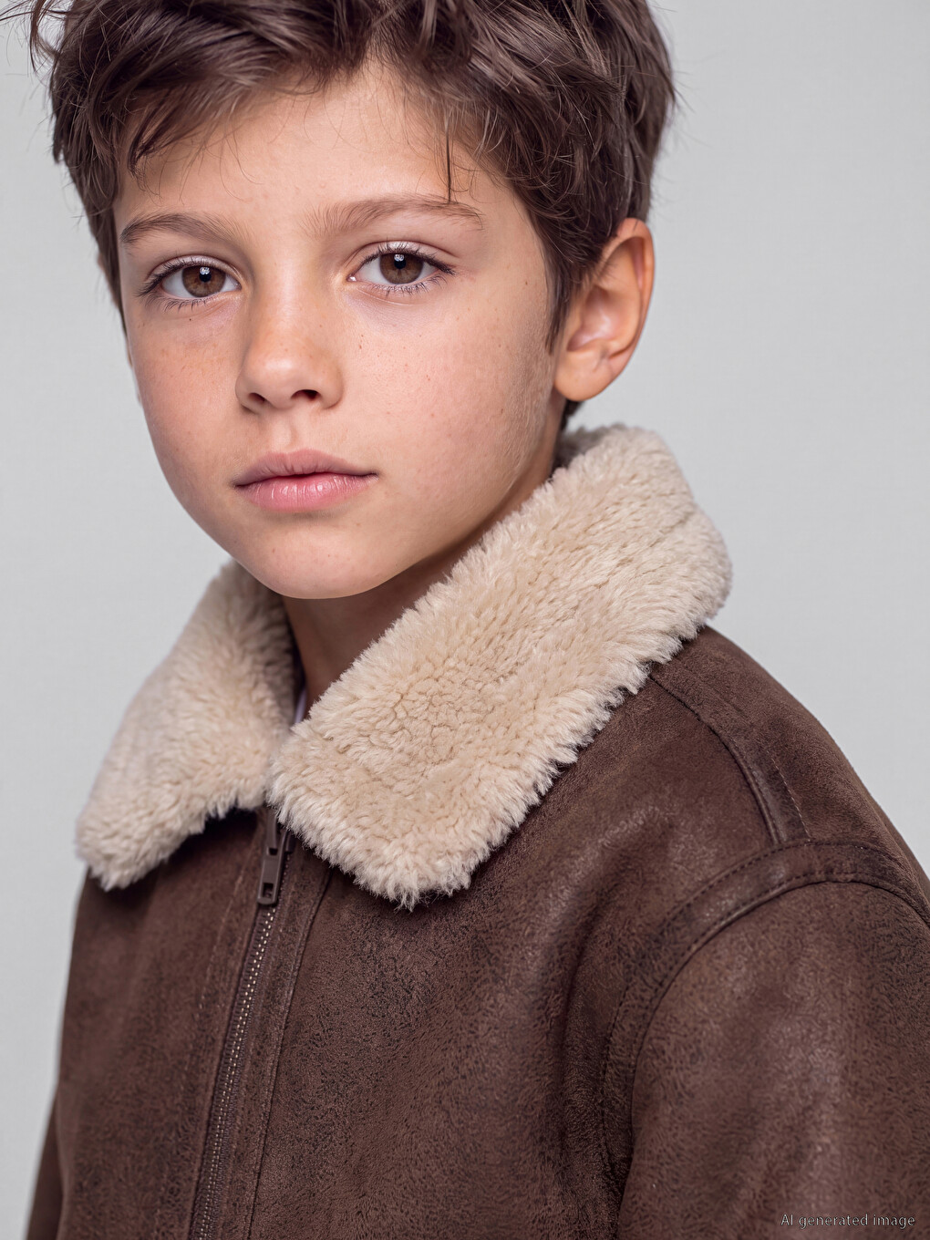 Furred Collar Boys' Suede Look Coat-1