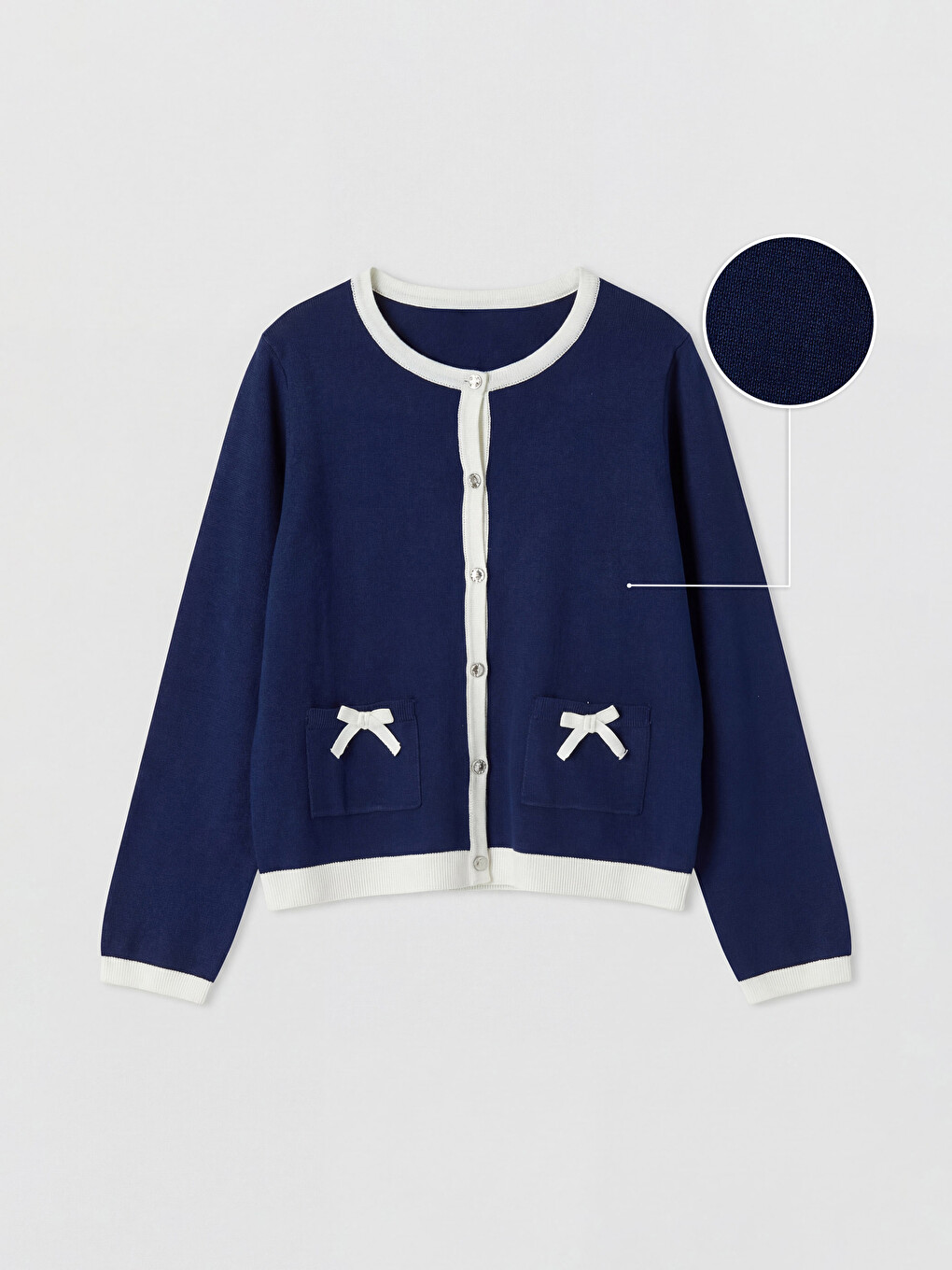 Cardigan Tricotat Cu Guler Rotund Pentru Fete