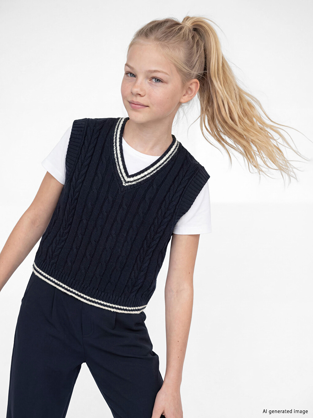  V Neck Girls' Knitwear Sweater Vest