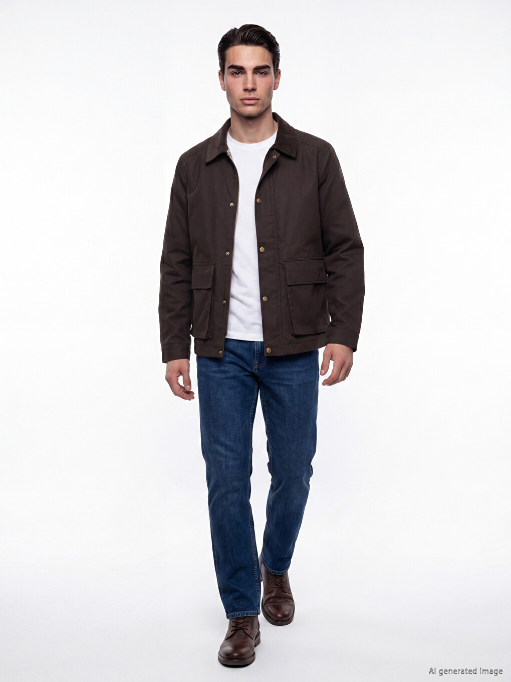 Kahverengi Regular Fit Kadife Yaka Erkek Ceket-1
