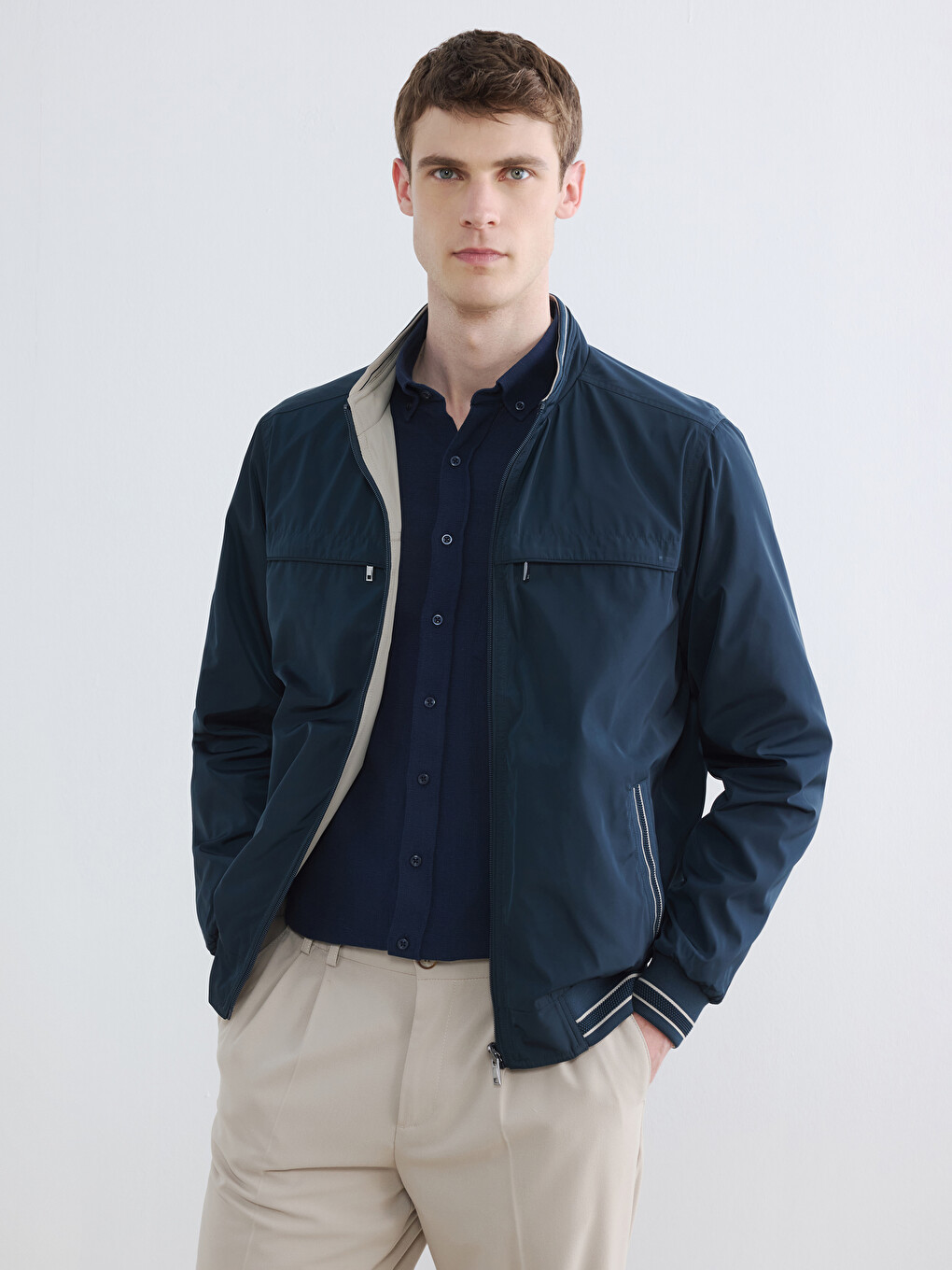 Regular Fit Mock Neck Men's Coat
