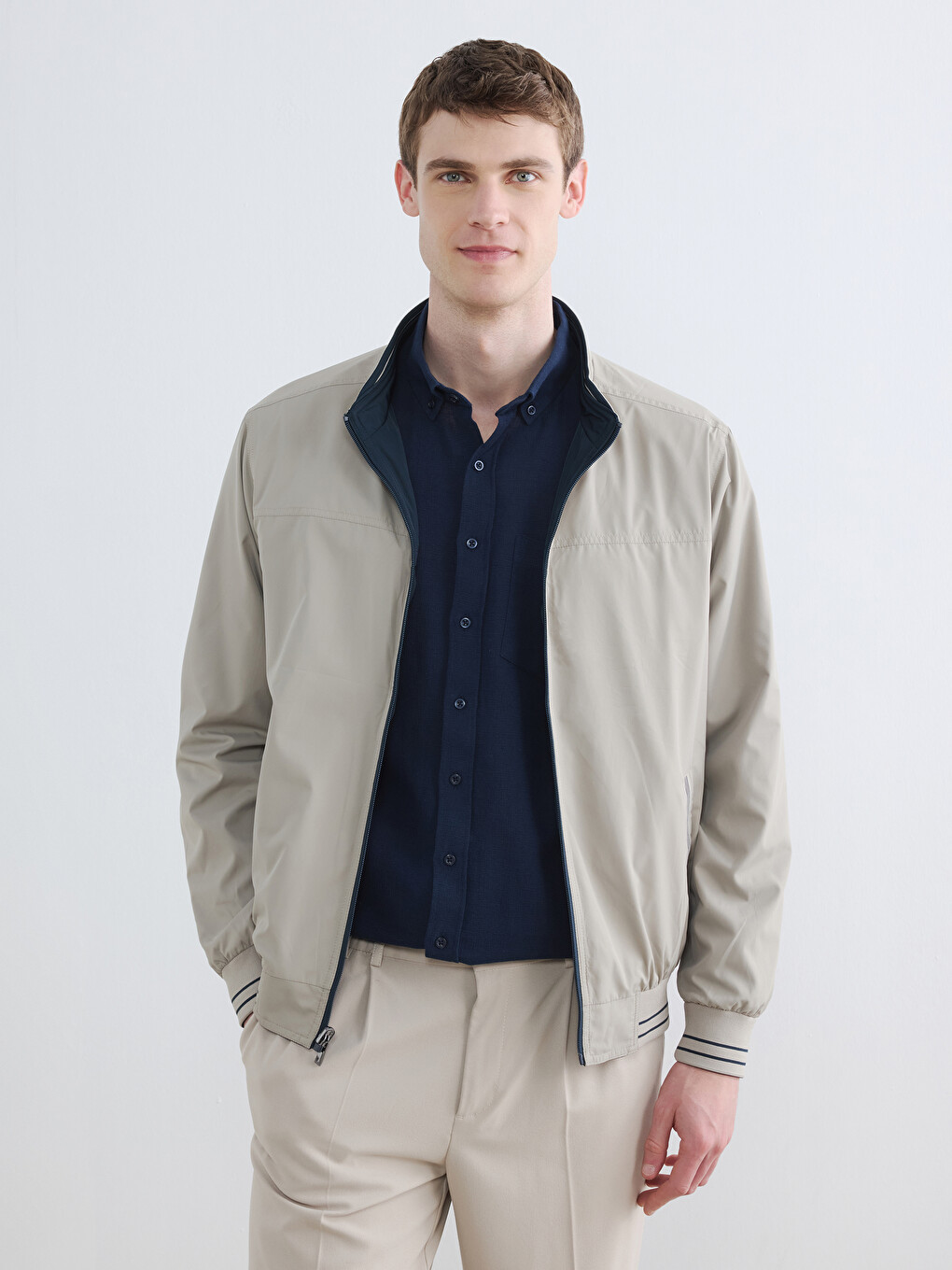 Regular Fit Mock Neck Men's Coat-1