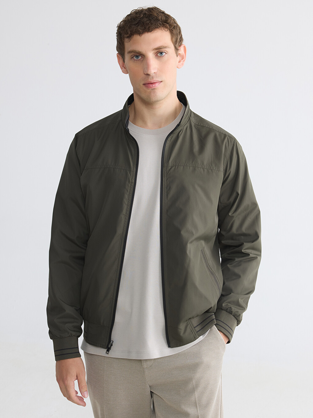 Regular Fit Mock Neck Men's Coat