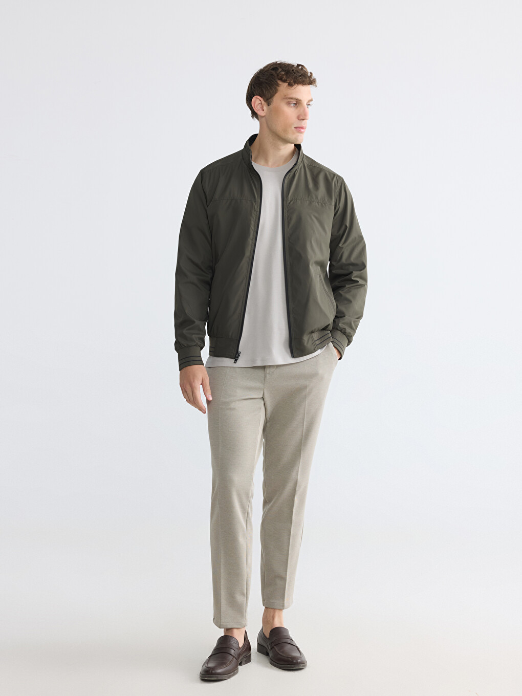 Regular Fit Mock Neck Men's Coat-1