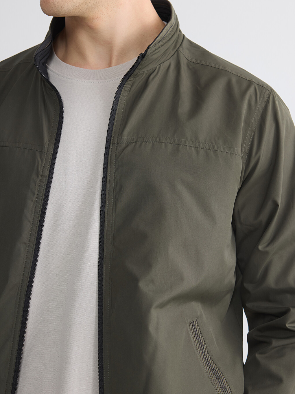 Regular Fit Mock Neck Men's Coat-2