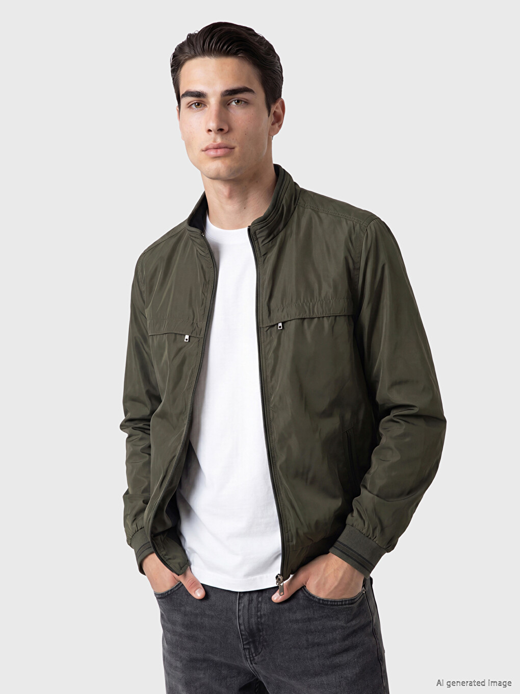 Regular Fit Mock Neck Men's Coat