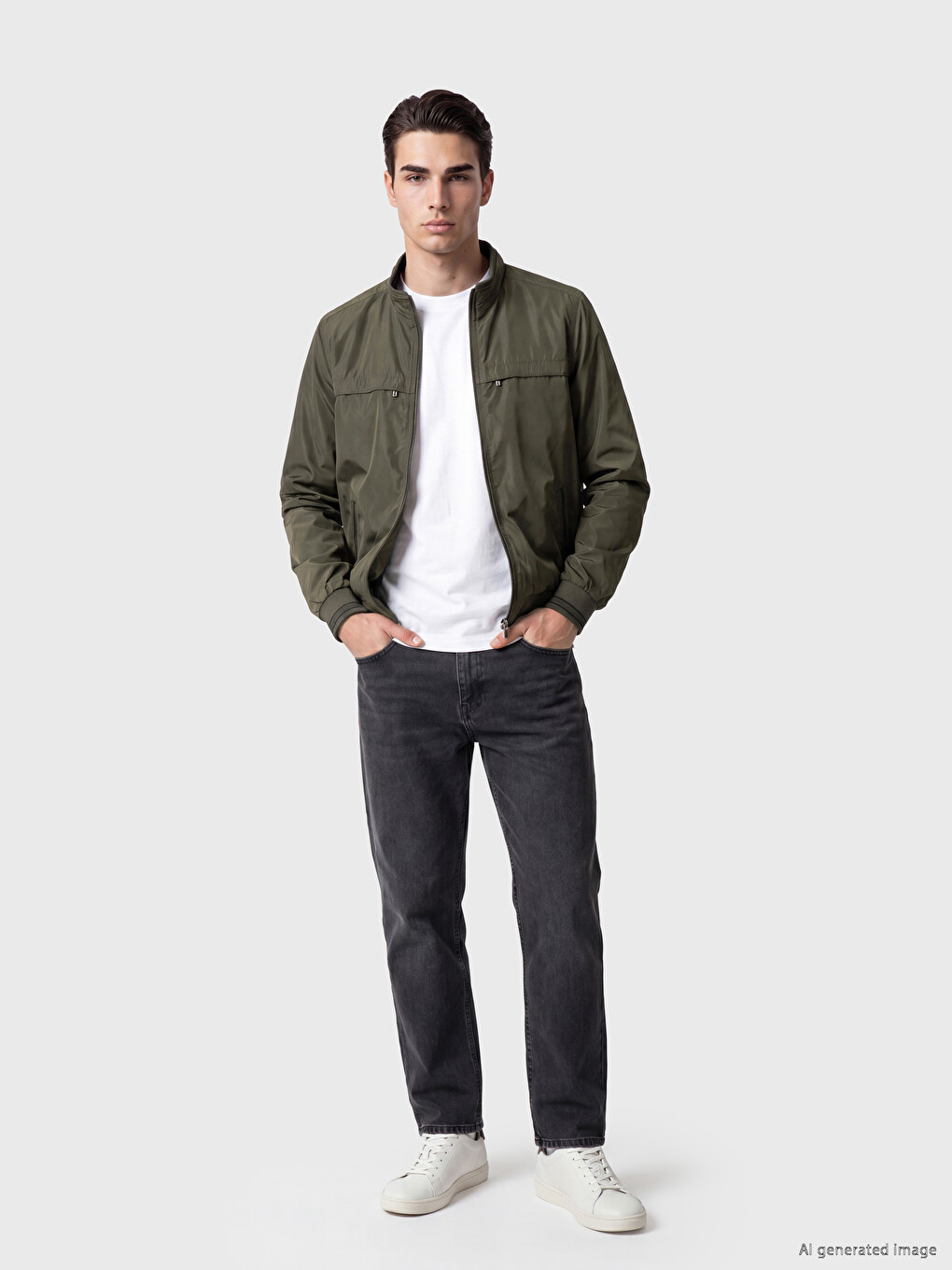 Regular Fit Mock Neck Men's Coat-1