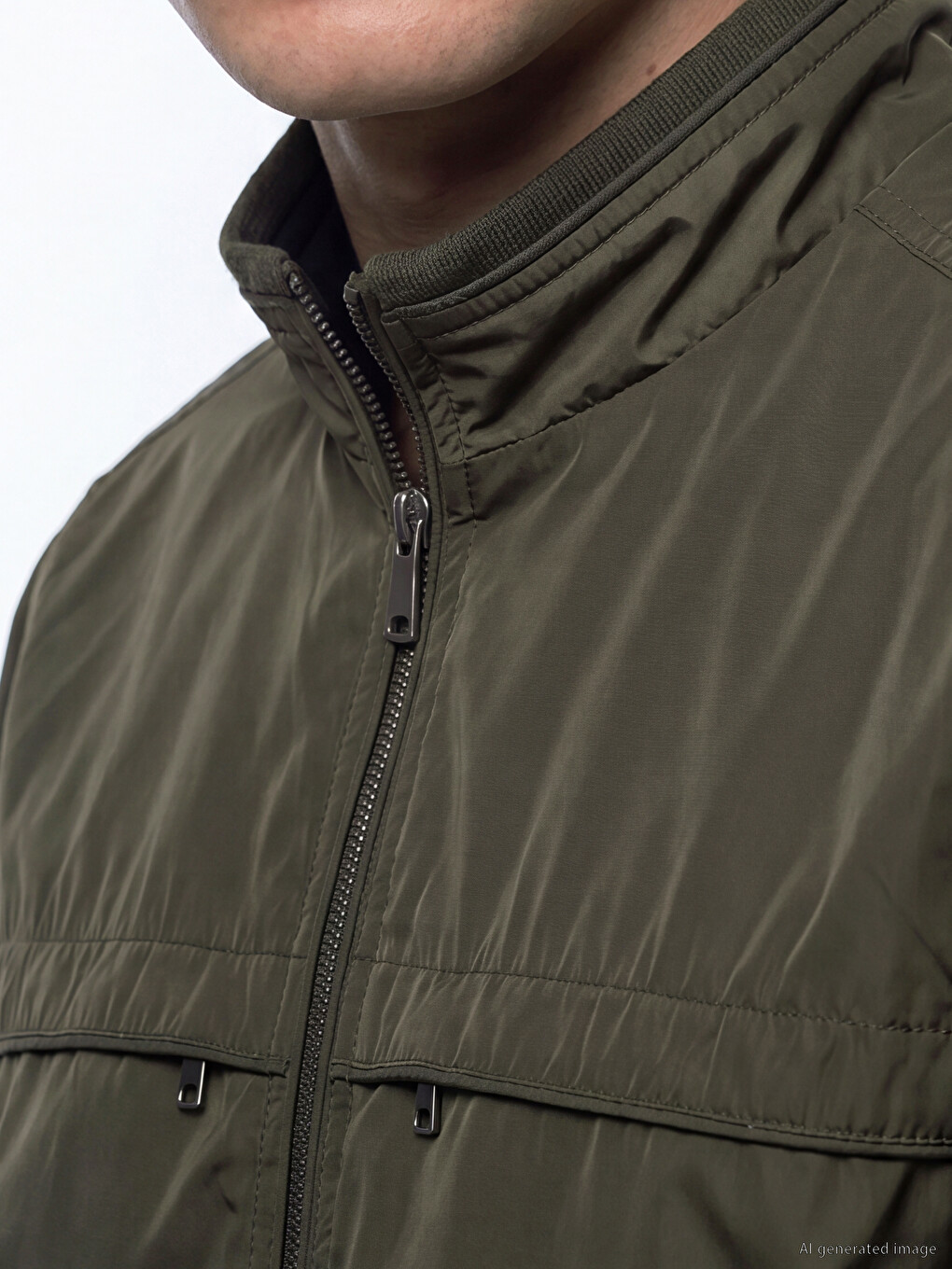 Regular Fit Mock Neck Men's Coat-2