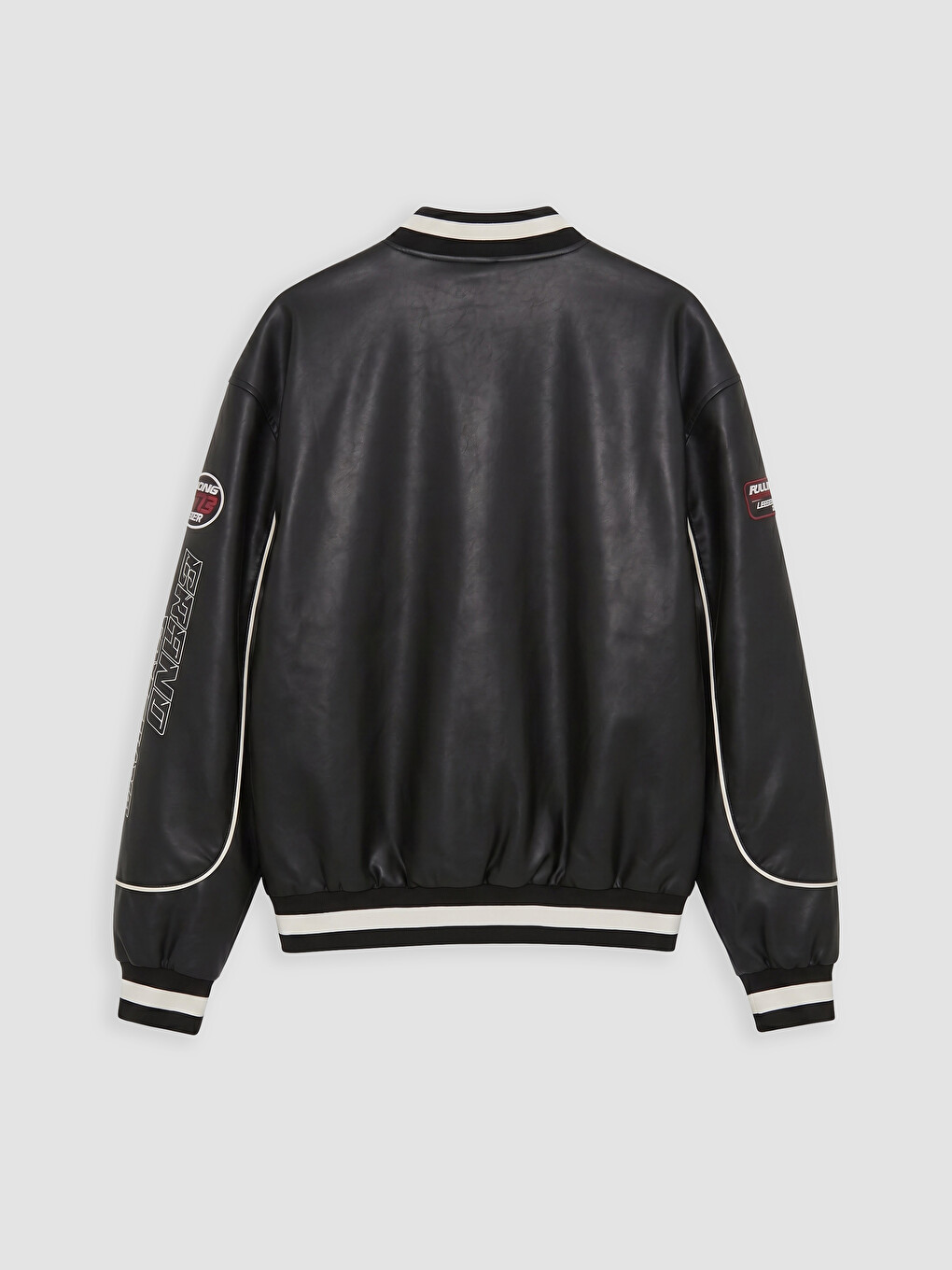 Relax Fit Baseball Collar Men's Faux Leather Coat-5