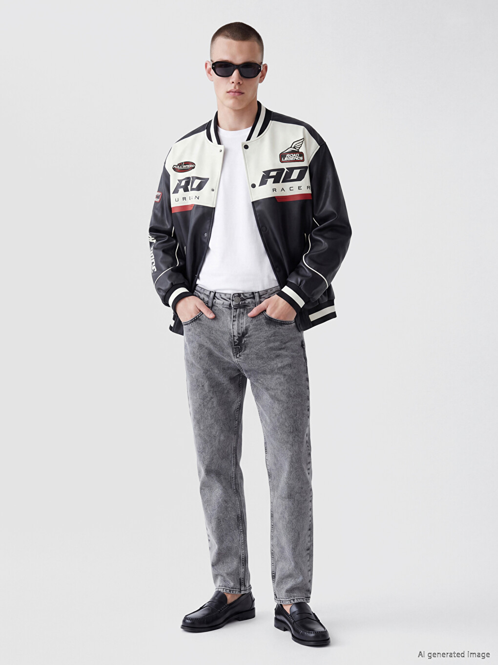 Relax Fit Baseball Collar Men's Faux Leather Coat-1