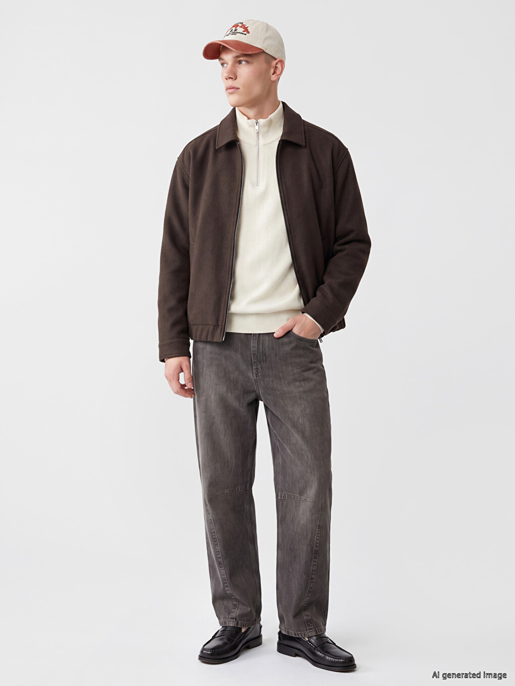Relaxed Fit Shirt Collar Men's Coat-1