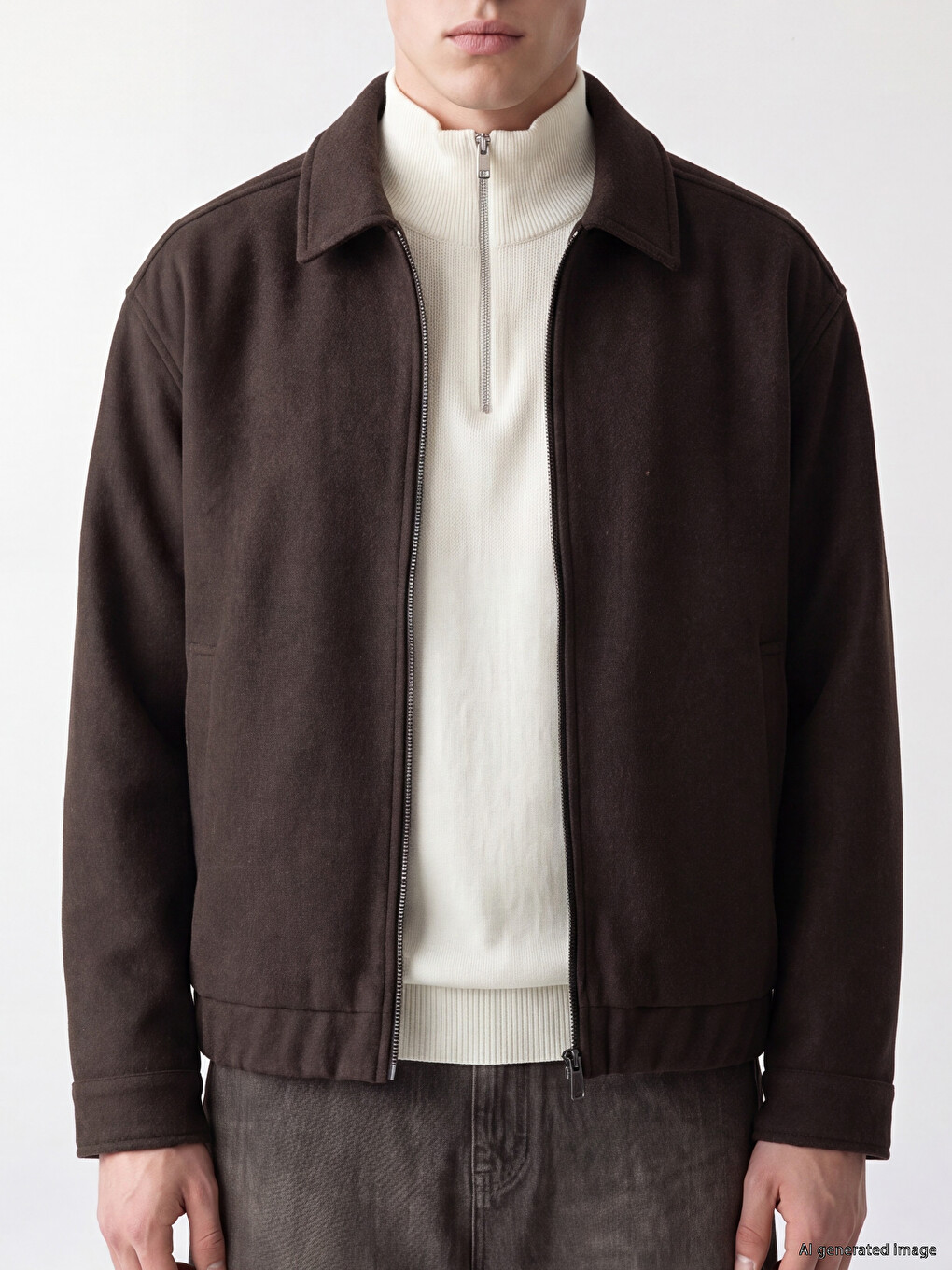 Relaxed Fit Shirt Collar Men's Coat-2