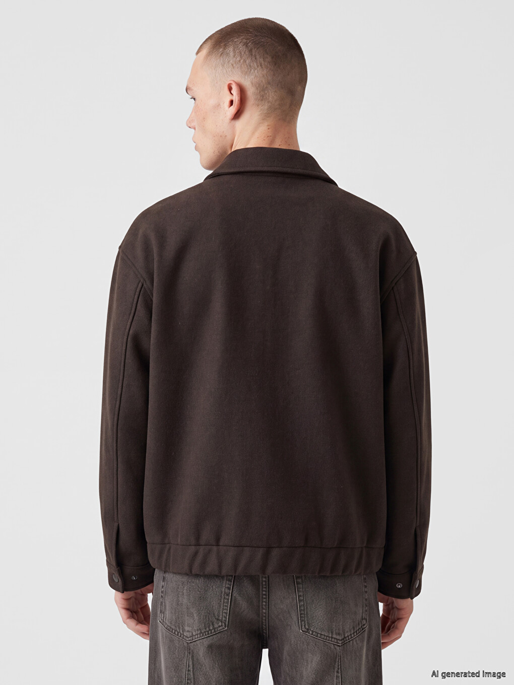 Relaxed Fit Shirt Collar Men's Coat-4
