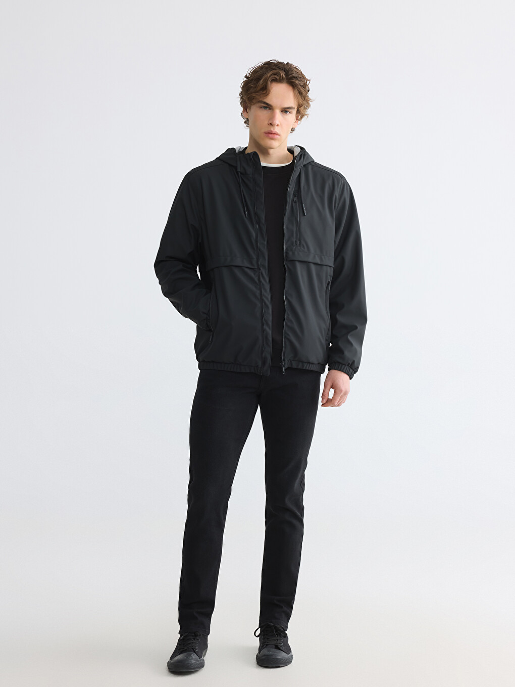 Regular Fit Hooded Men's Raincoat-1