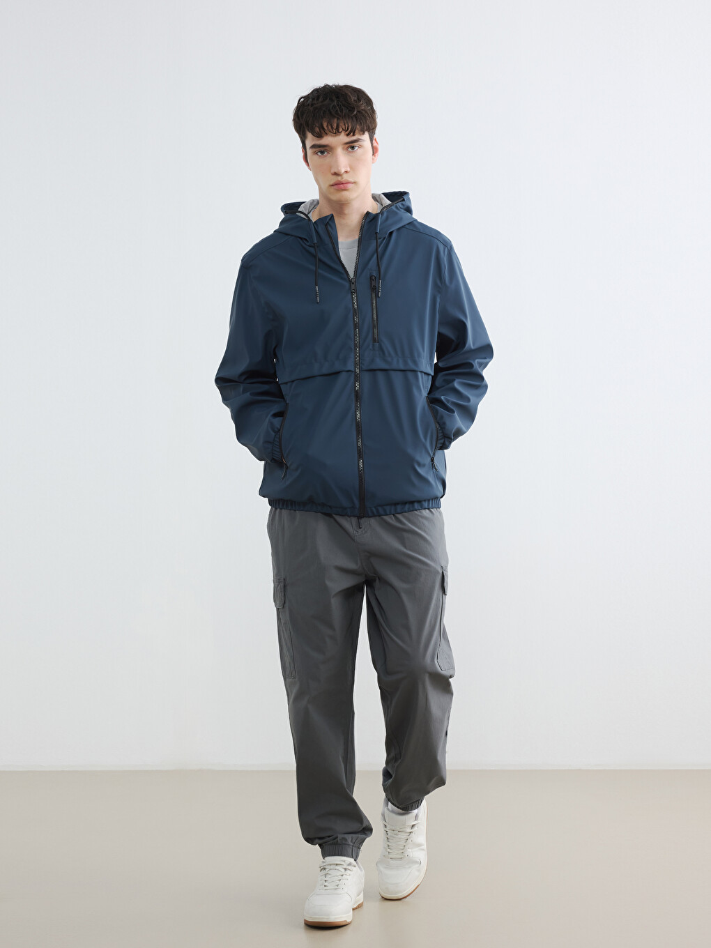 Lacivert Regular Fit Kapüşonlu Erkek Yağmurluk-1