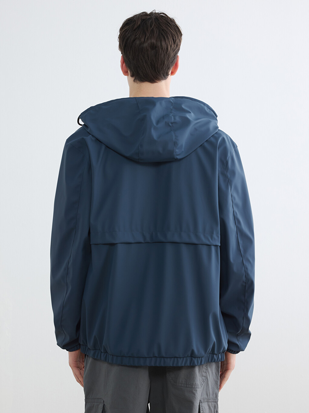 Lacivert Regular Fit Kapüşonlu Erkek Yağmurluk-4