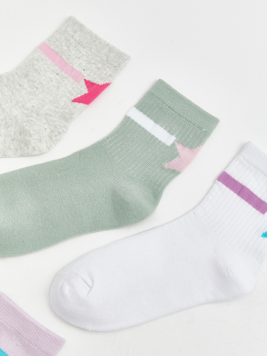 Star Patterned Girls' Ankle Socks 5 Pack-2