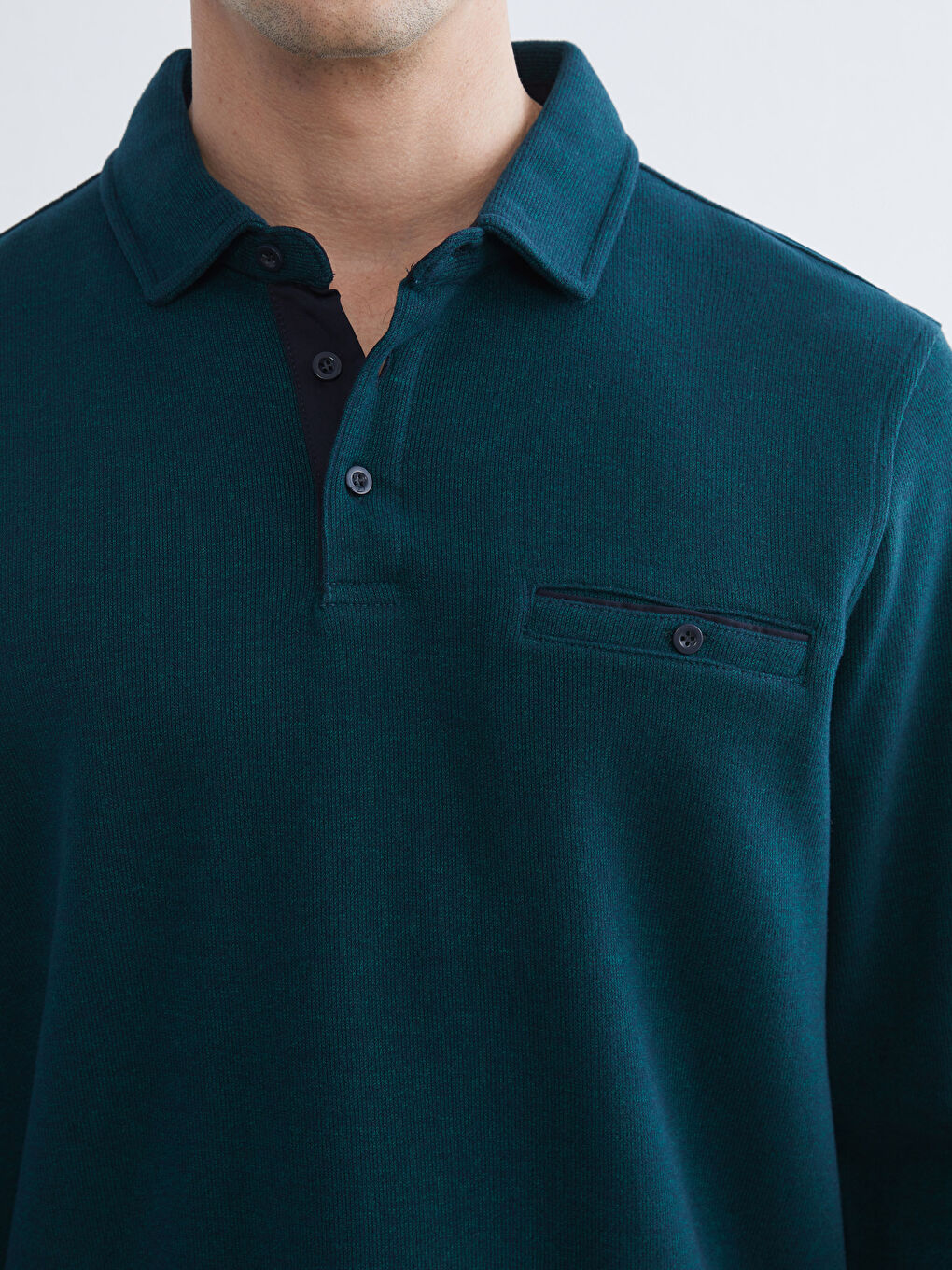 Petrol Polo Yaka Erkek Sweatshirt-2